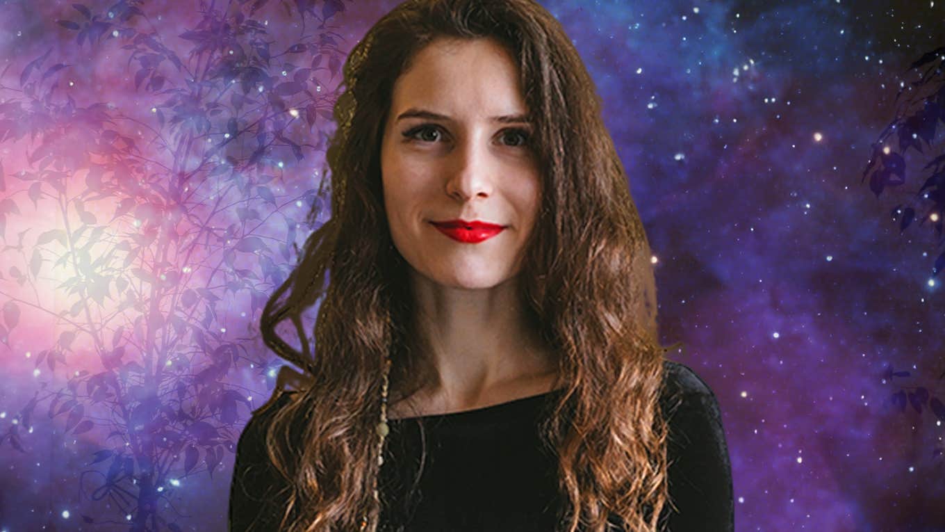 woman with space background