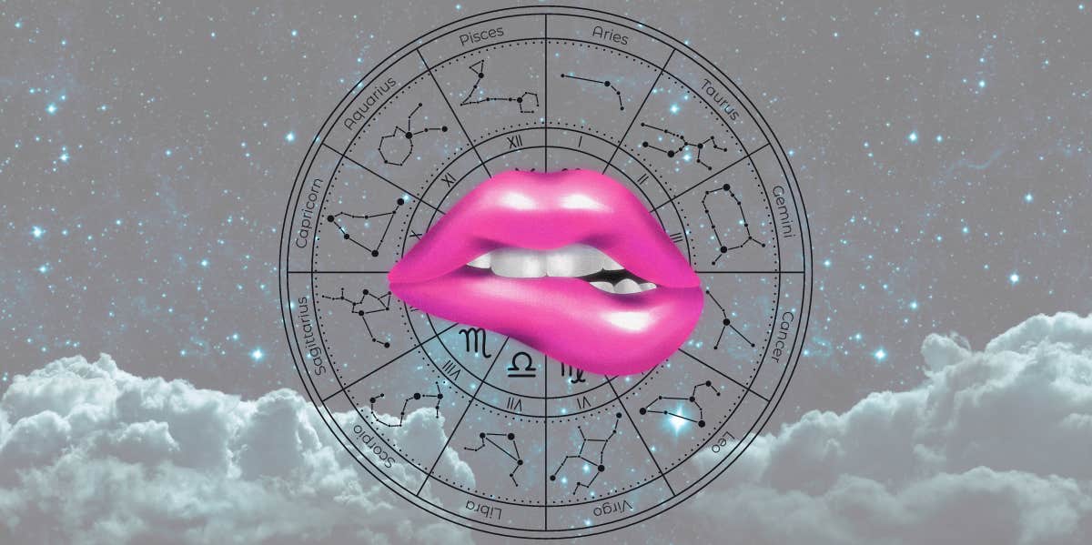 seuctive lips and zodiac wheel