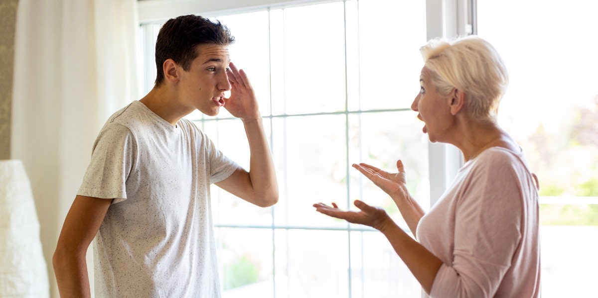 mother and son arguing