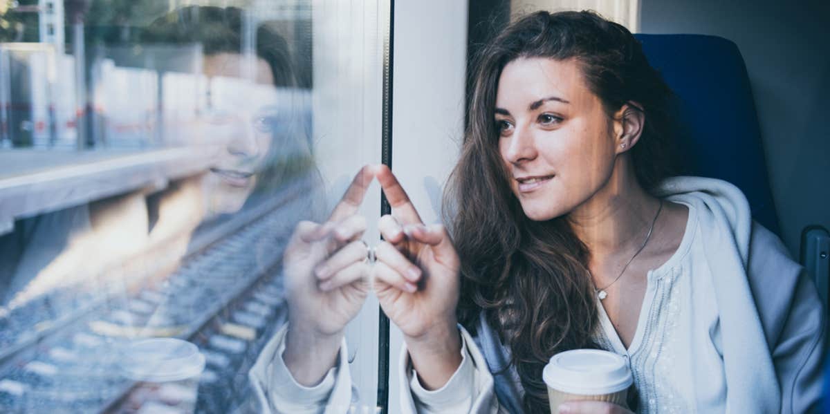 woman on train