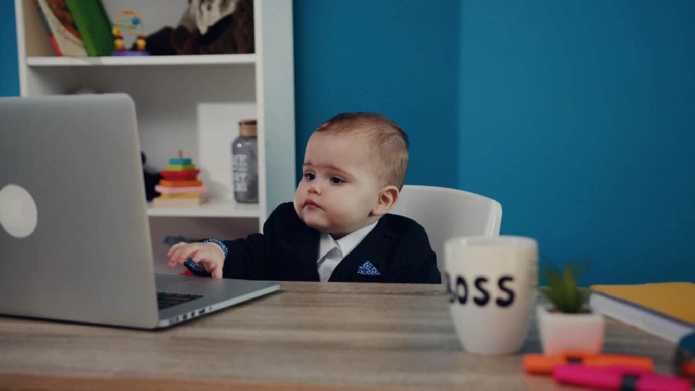 baby toy, capitalism, office life 