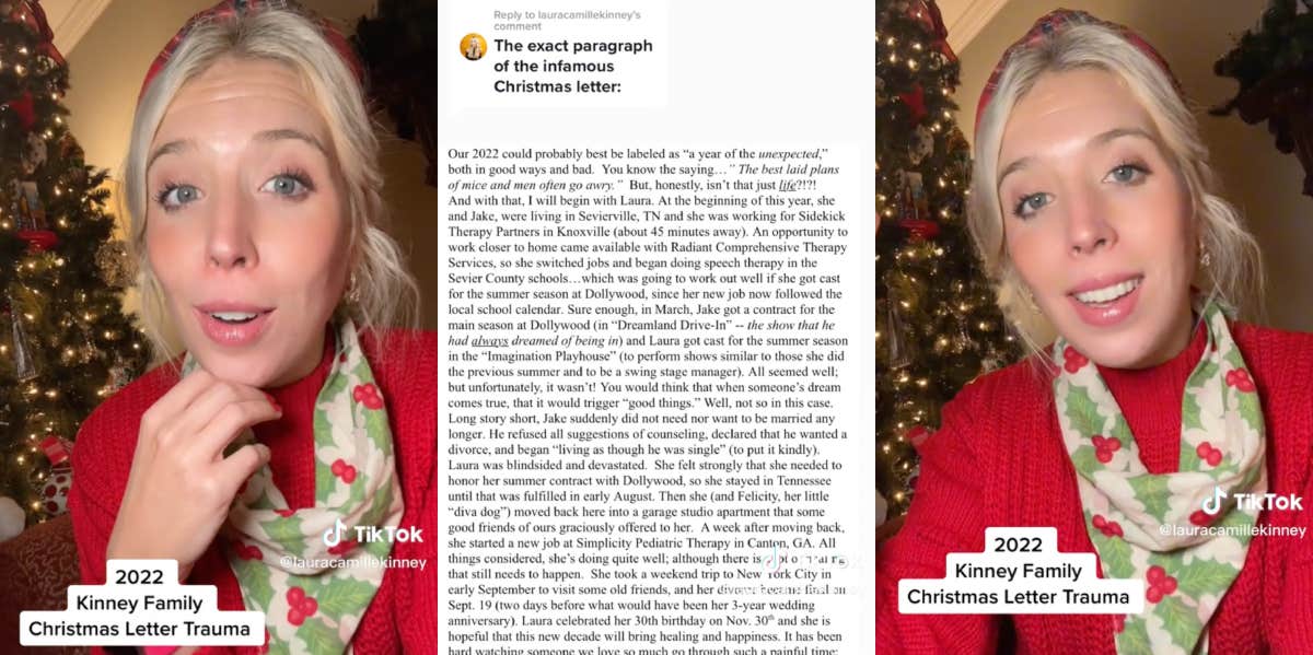 Woman's Mother Exposes Her Cheating Ex-Husband In Family's Christmas Card Laura Kinney, family's Christmas card