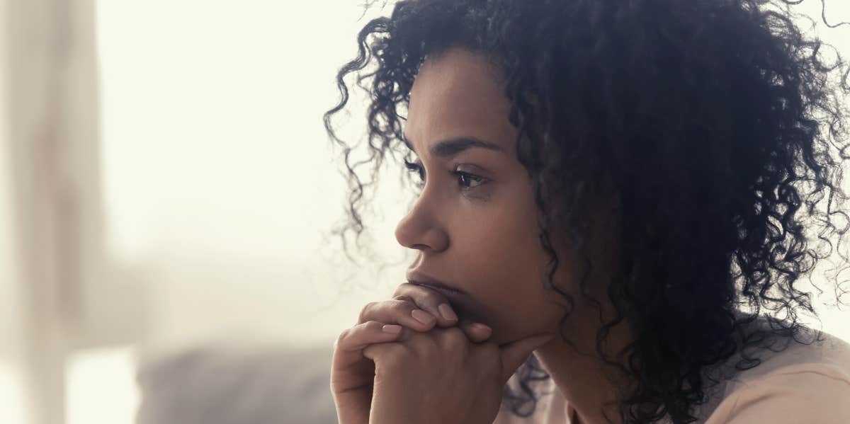 Woman's Mother-In-Law Encourages Her To Stay With Abusive Husband Woman thinking