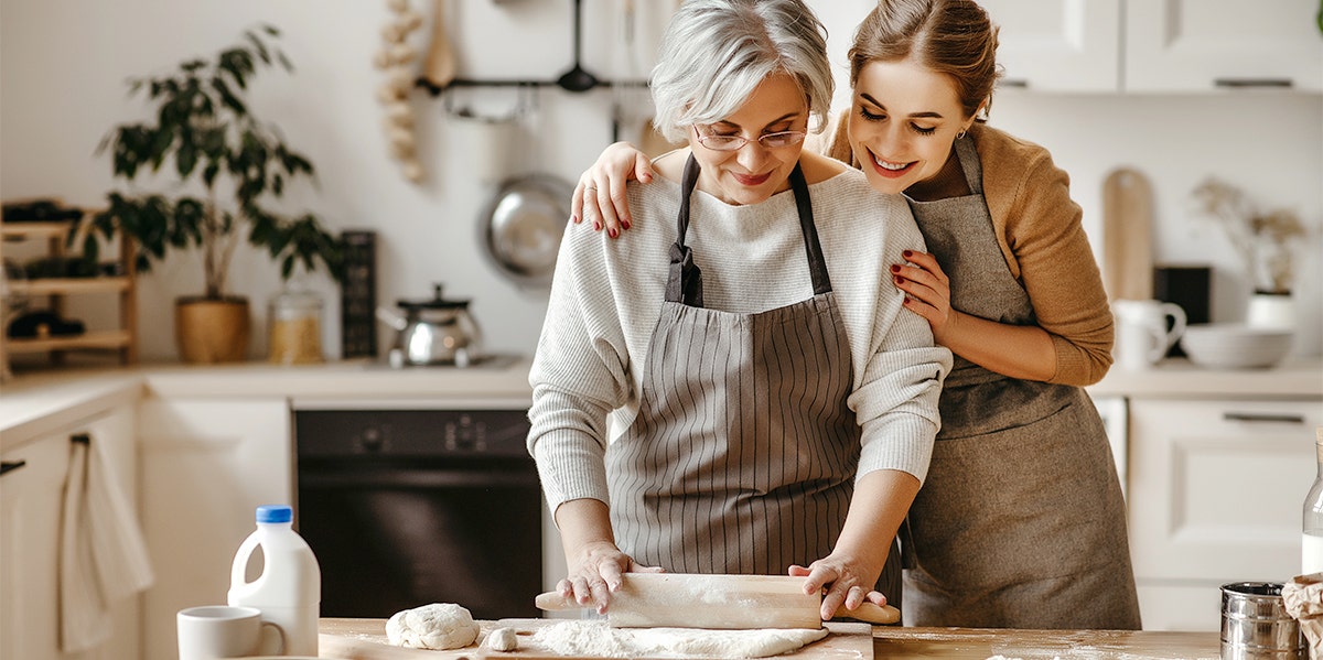 wife and mother-in-law baking together