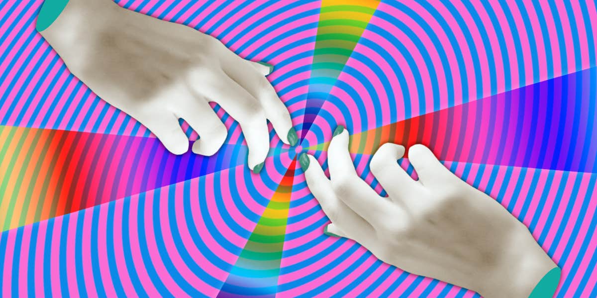 trippy image of fingers touching
