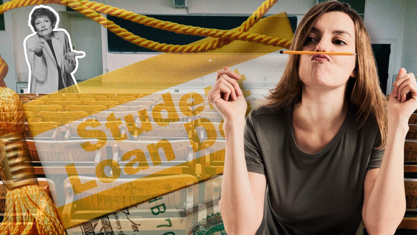Woman with student loans after graduating college and feeling like she learned nothing