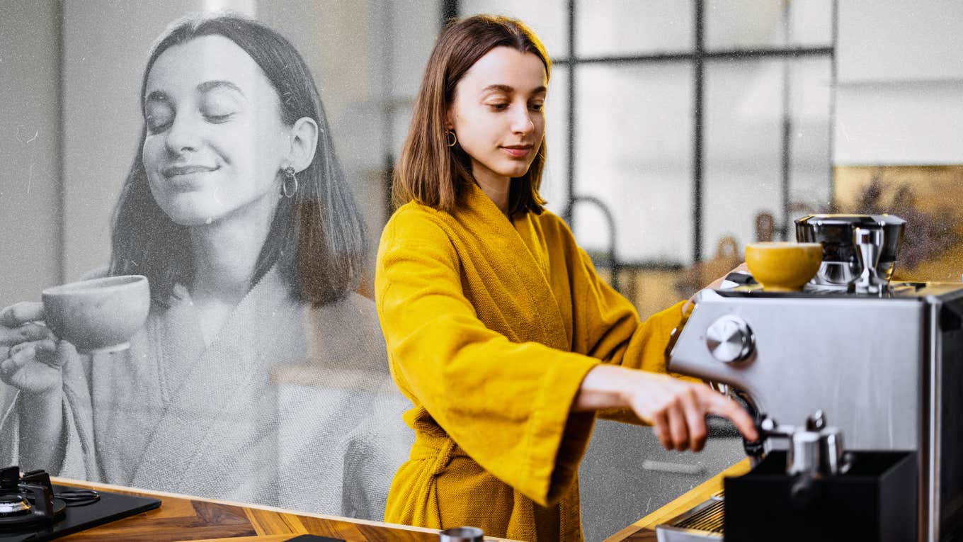 Woman making espresso 