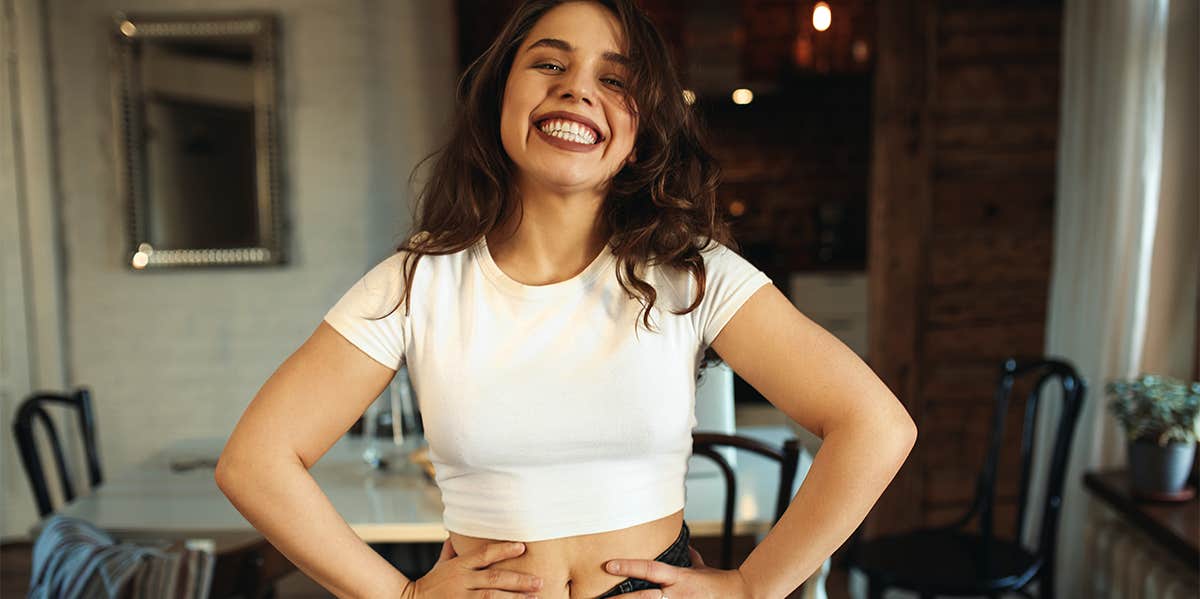 woman wearing crop top