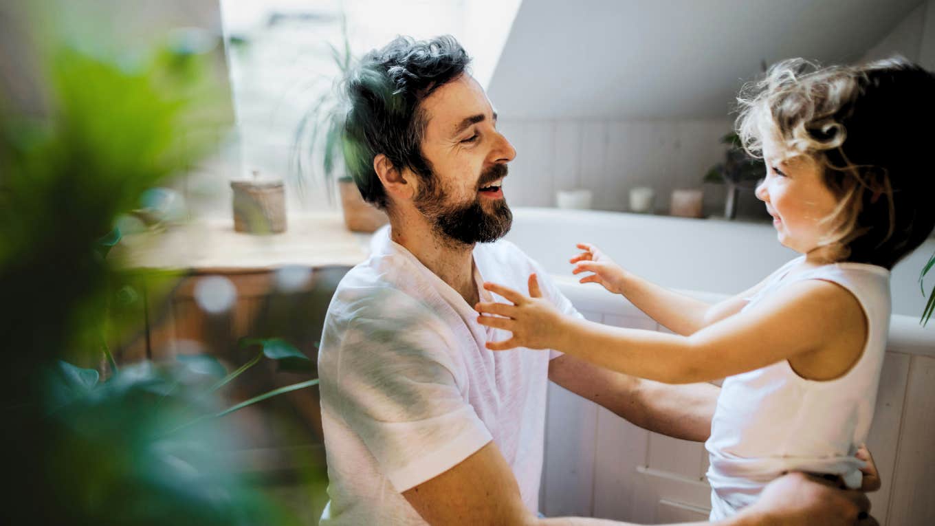 Dad tending to his daughter