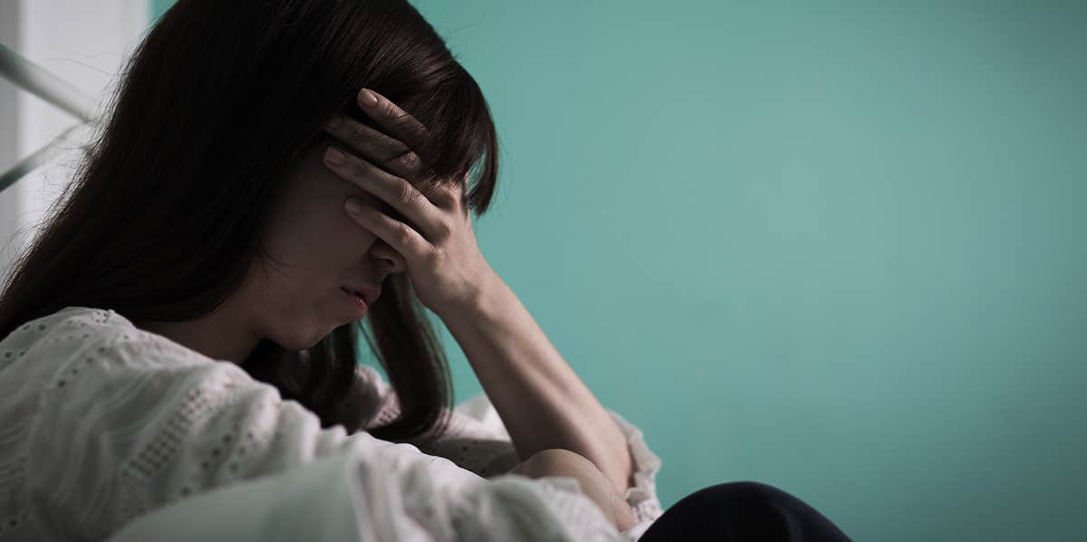 My Mother Taught Me To Cheat shameful woman covering face