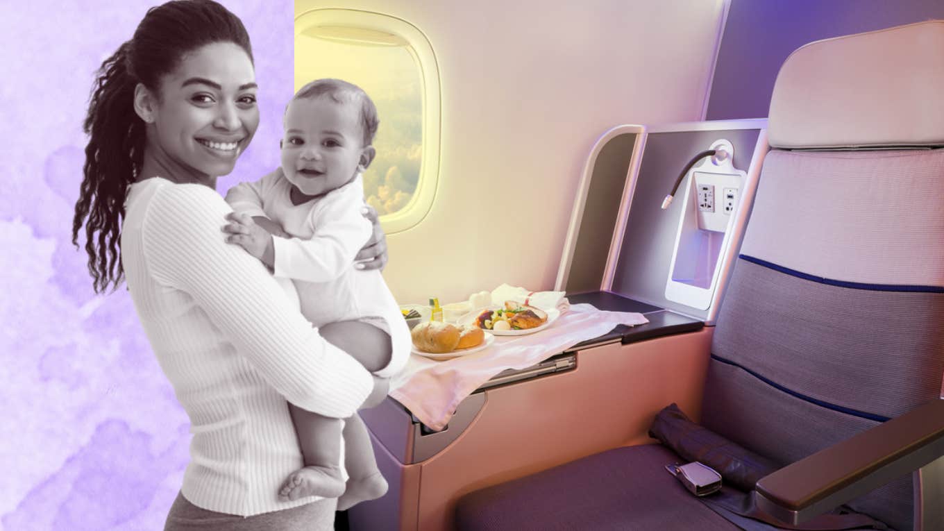 nanny, baby, first class, plane 