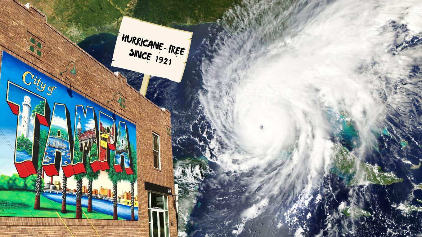 hurricane ian over florida and tampa sign