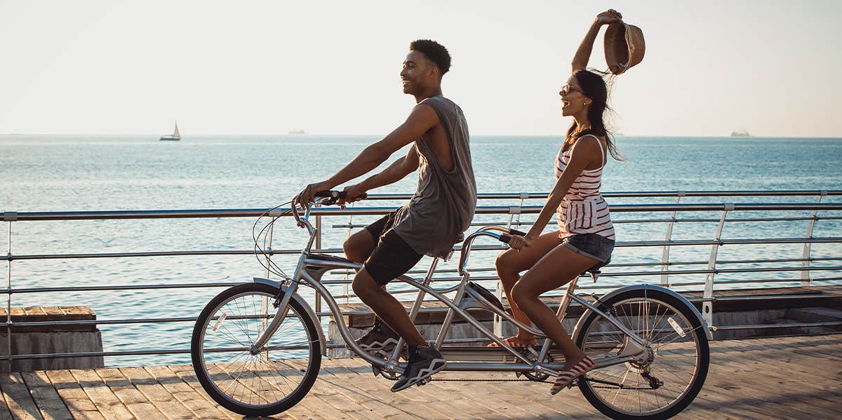 couple riding bike