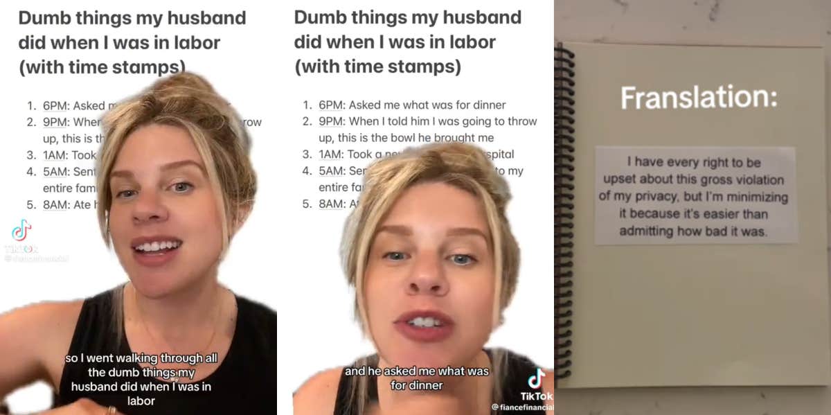 People Concerned For New Mom Who Revealed The Dumb Things Her Husband Did While She Was In Labor Jenna MacLellan list of dumb things husband did while she was in labor TikTok