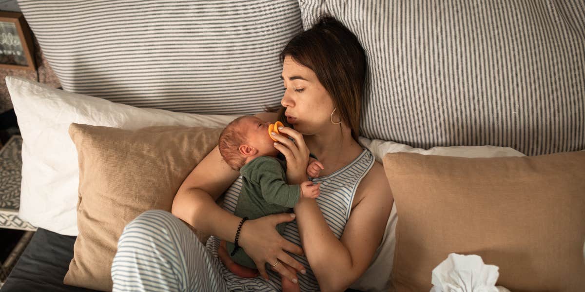 New Mom 'Snaps' After Husband Films Video Of Baby Crying & Wonders If She Should 'Pack Up To Leave' new mom with baby