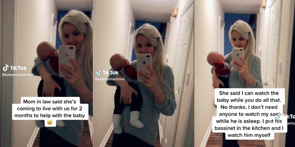 new mom holding baby on tiktok