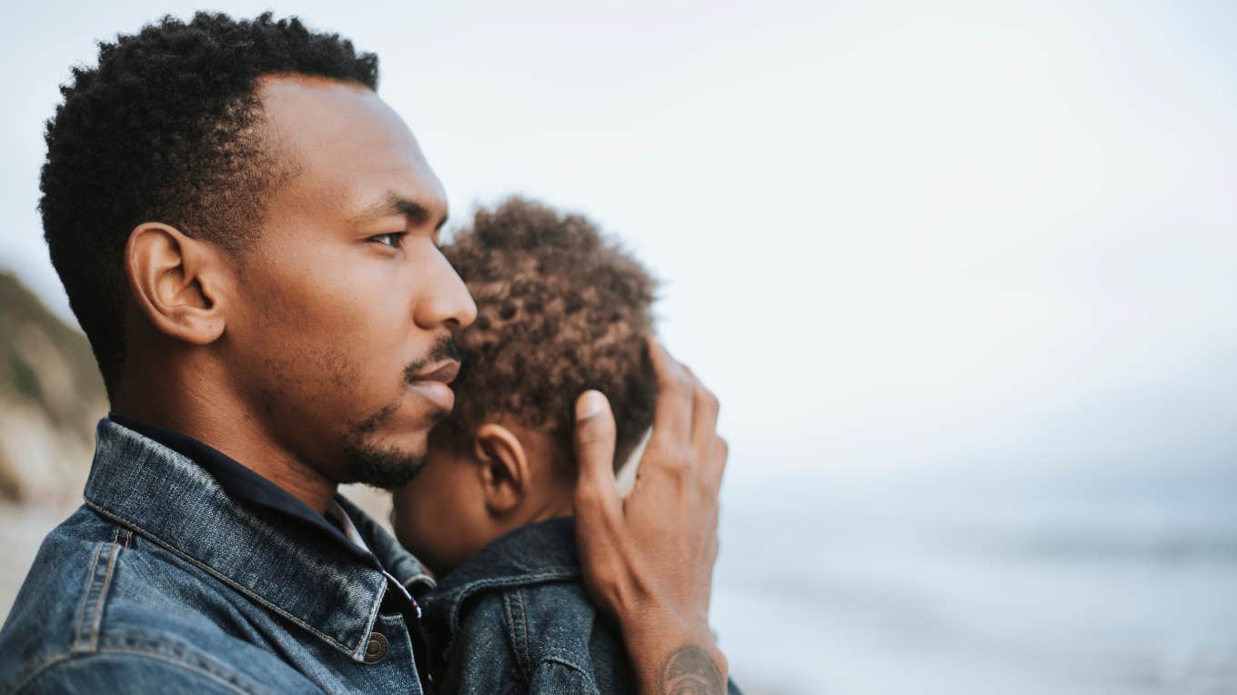 anxious and depressed dad and baby