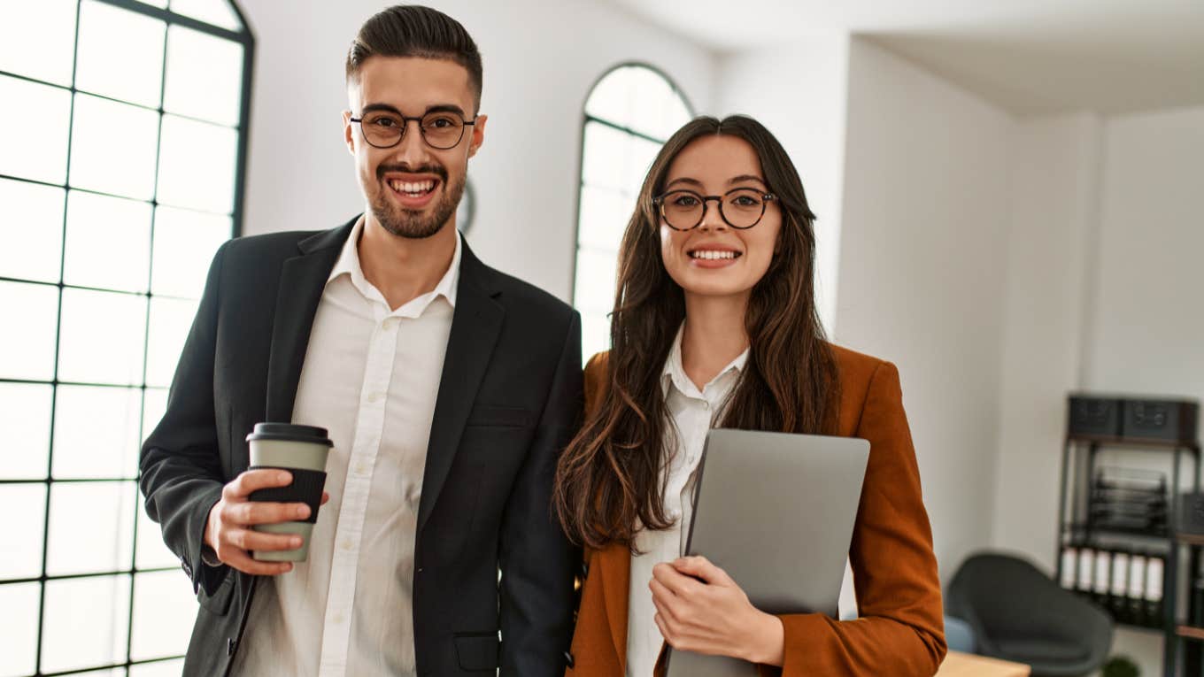 Man and woman in a corporate office