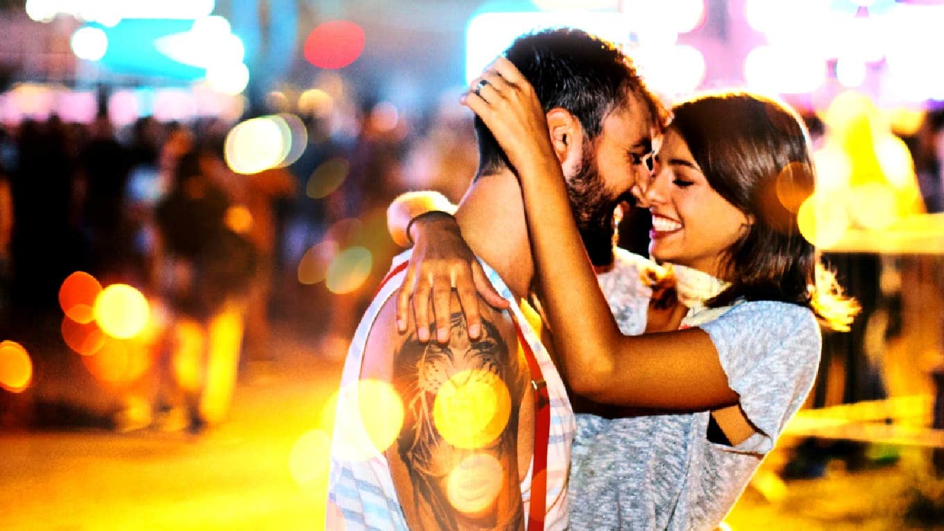 couple sharing New Years kiss