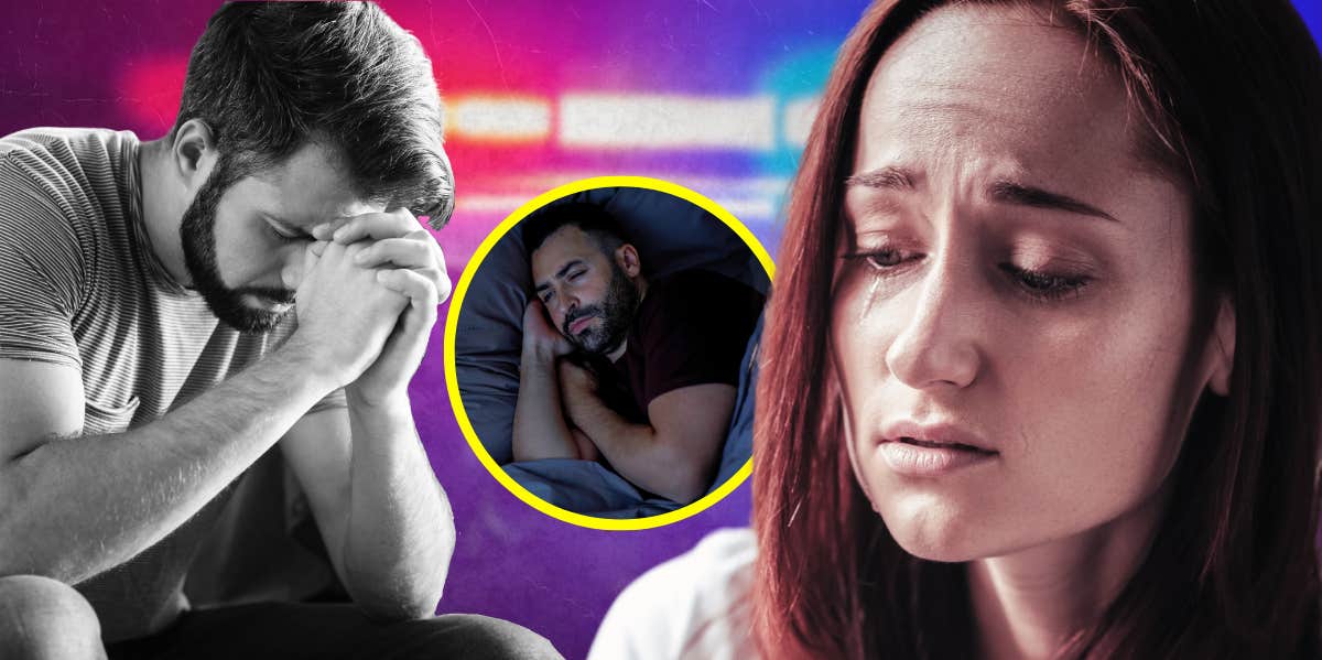 Night-Shift Worker Refused To Babysit During An Emergency So He Can Sleep In A distressed man and woman and a man sleeping