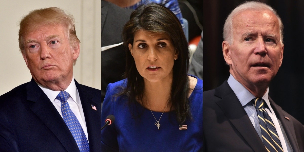 Donald Trump, Nikki Haley, Joe Biden