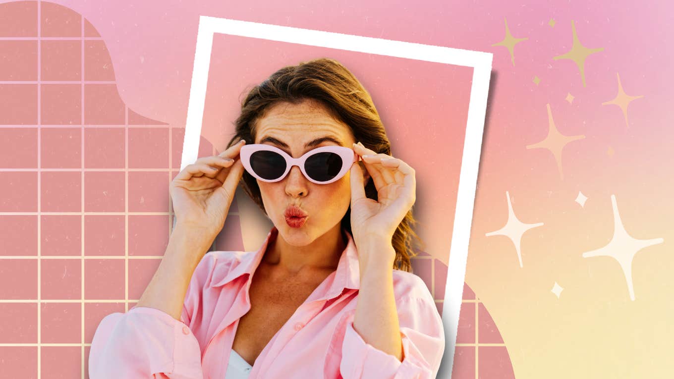 Woman in pink with sunnies 