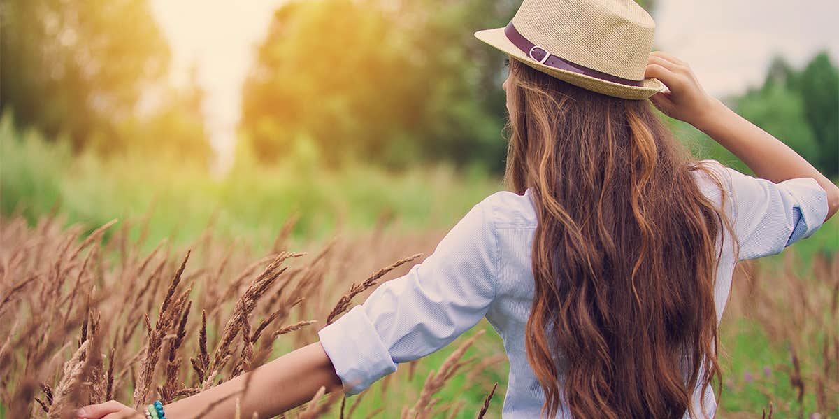 woman liberated in a field