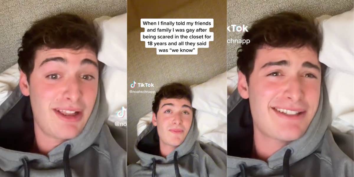 Screenshots from Noah Schnapp's coming out TikTok