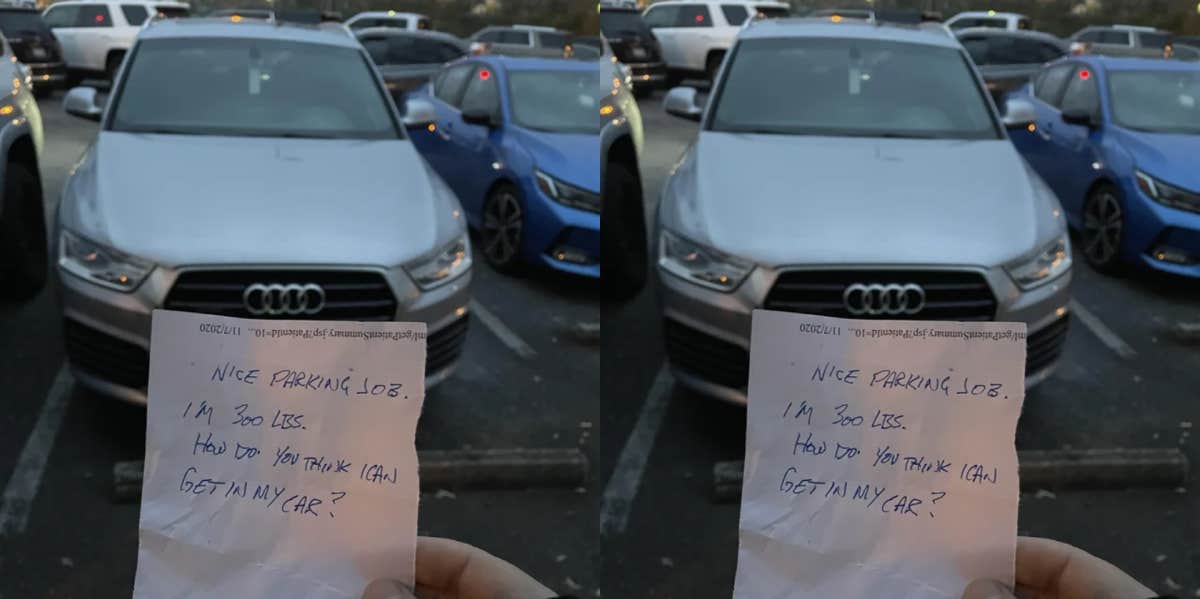 Note left on car about parking job