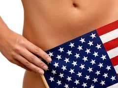 Nude with American flag