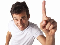 Man holding up one finger