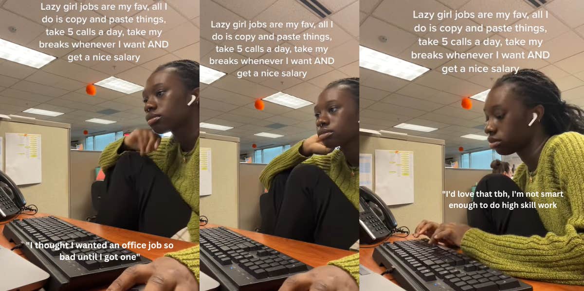 Office Worker Explains Why She Loves Her Lazy Girl Job, While Others Find It Depressing office worker loves her job