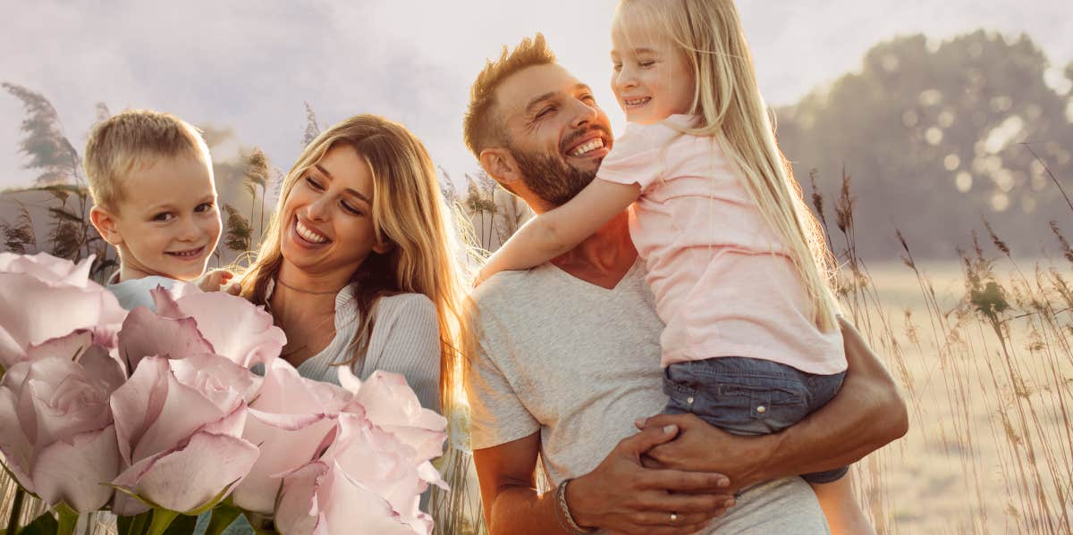 Happy family outside