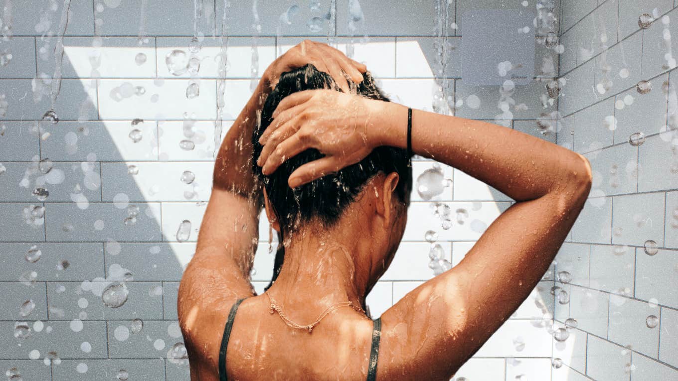 Woman taking a shower first thing in the morning