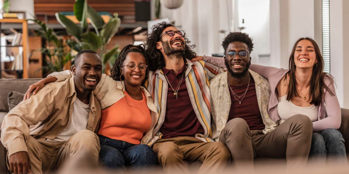 The Common Advice That Made Staying Sober So Hard For Me friend group on couch