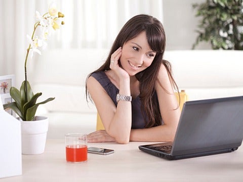woman flirting online