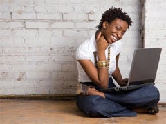 6 Tips For A Perfect Online Dating Photo online dating happy woman computer profile picture