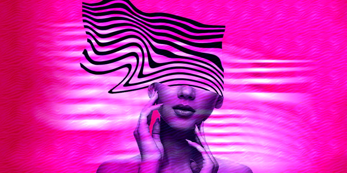 scrambled woman pink background