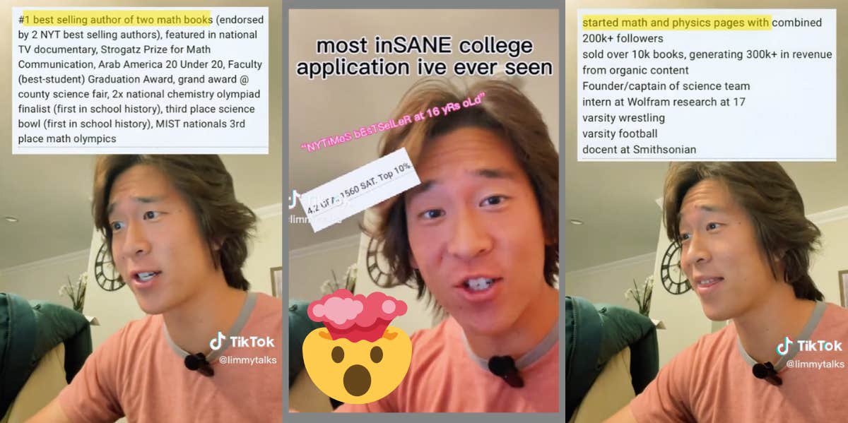 High-Achieving Student Rejected From Several Elite Colleges man explaining that overachiever was rejected from several colleges