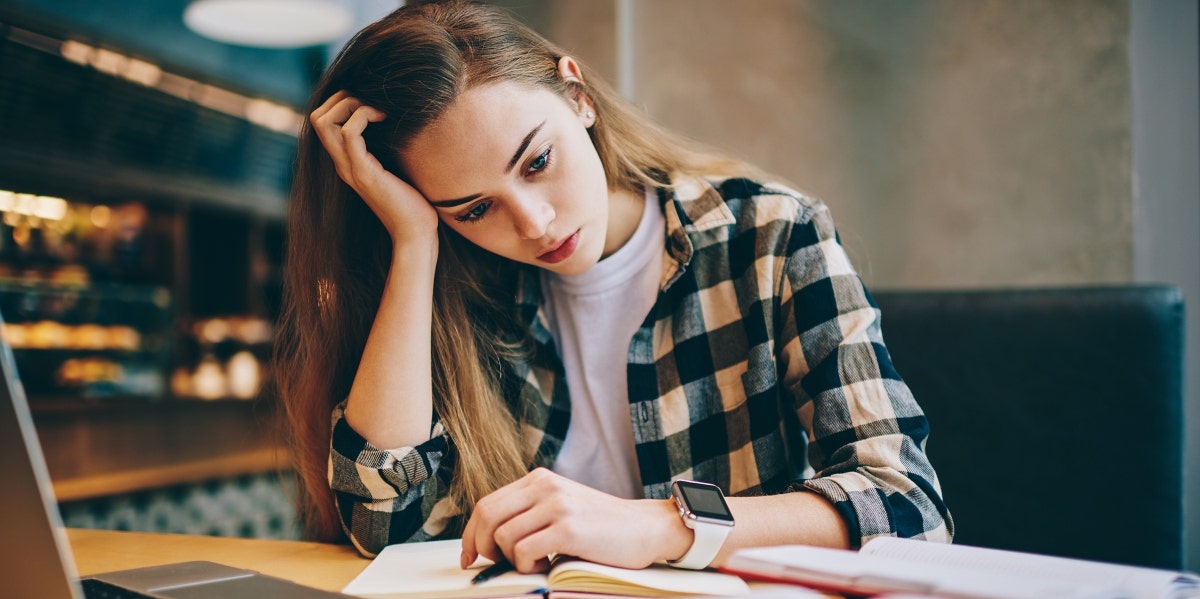 tired woman working