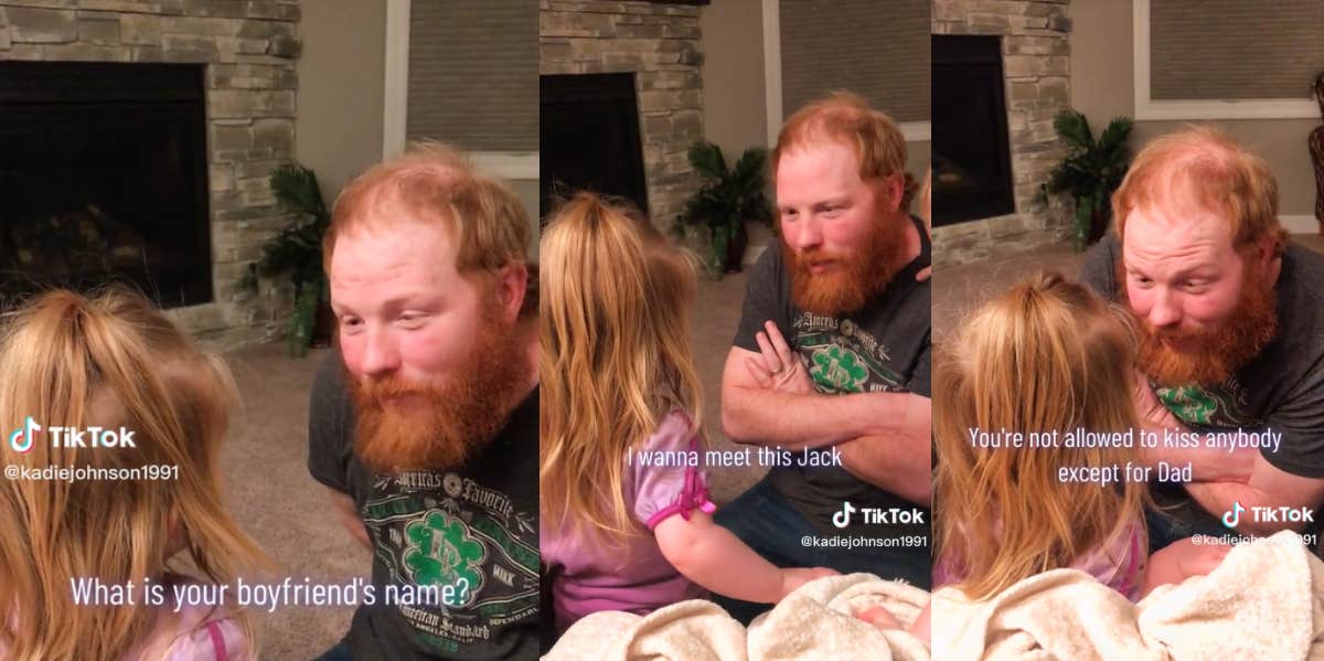 'Protective' Dad Tells To 2-Year-Old Daughter 'I'm Your Only Boyfriend' Screenshots from @kadiejohnson1991 TikTok