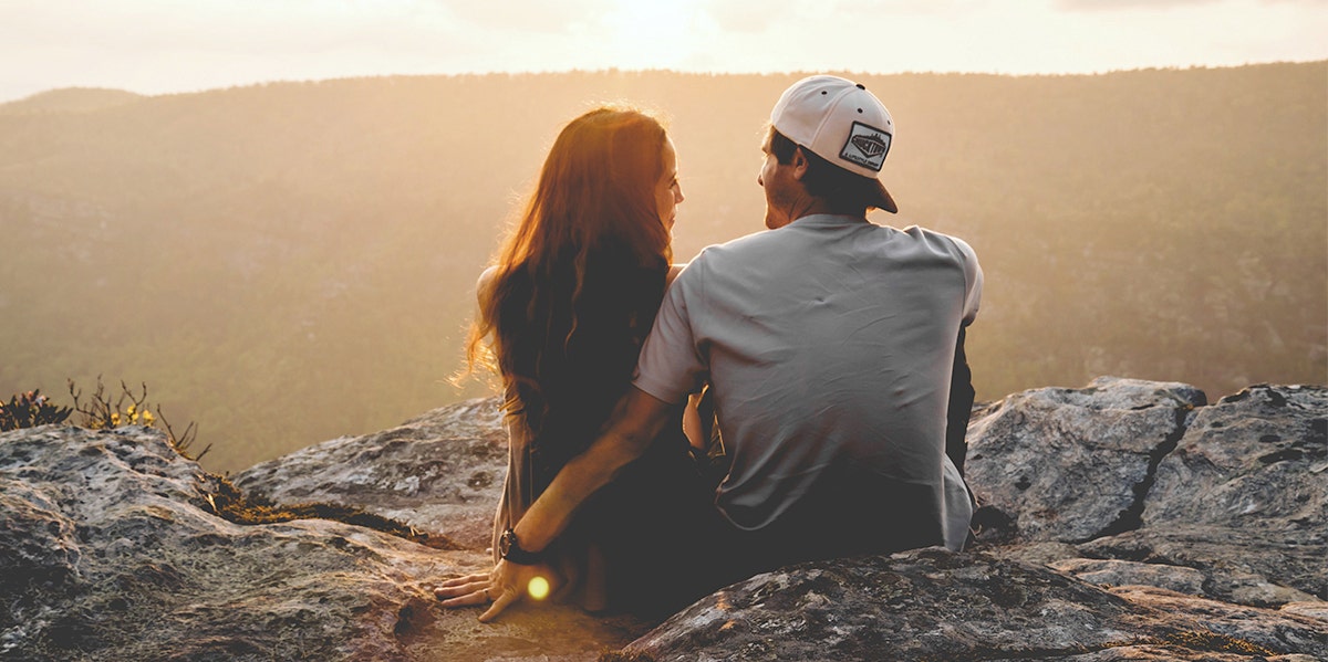 Couple watching sunset