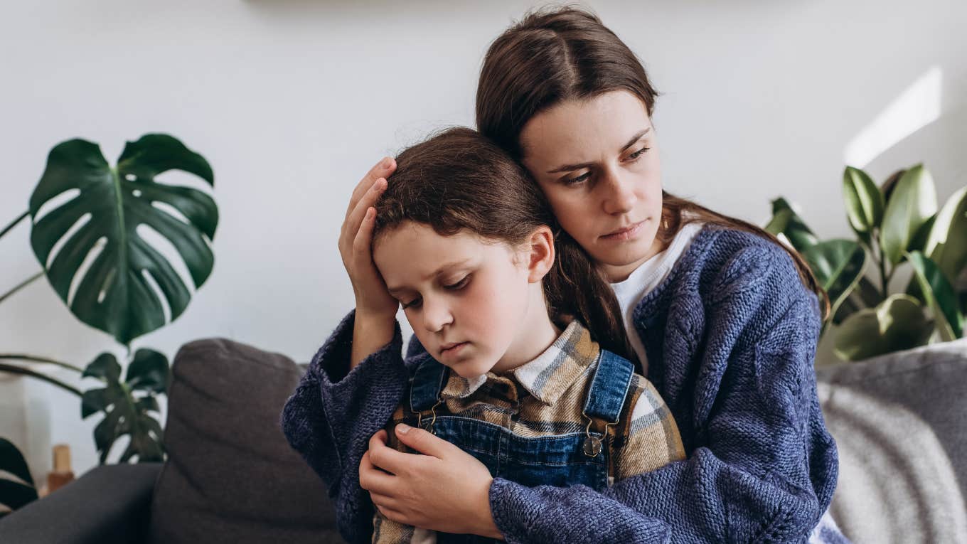 Grieving mother and daughter