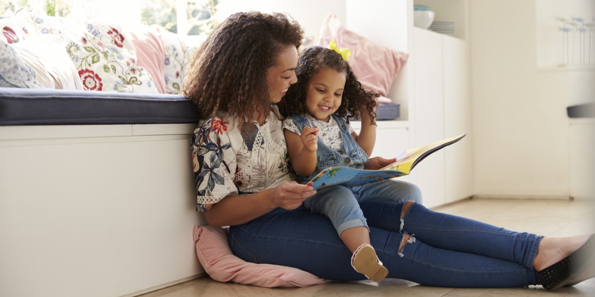 mom reading to child