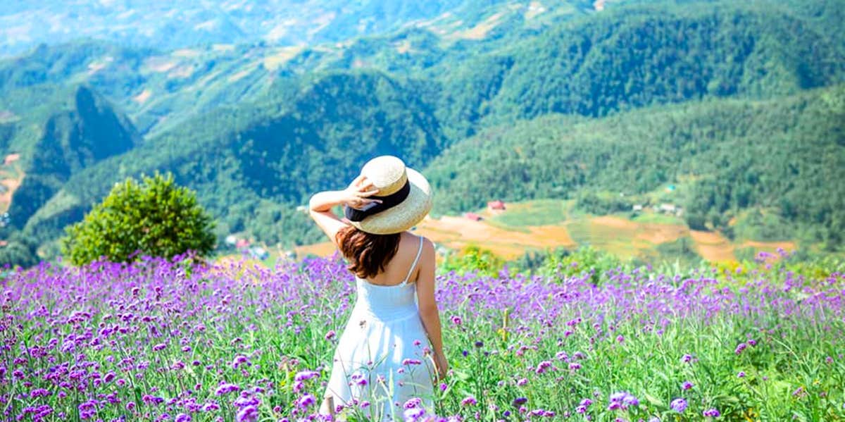 woman in a field of flowers