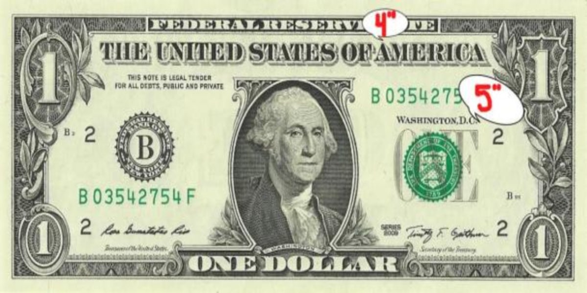 one dollar bill used to measure penis size