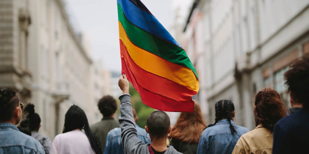 people marching in pride parade