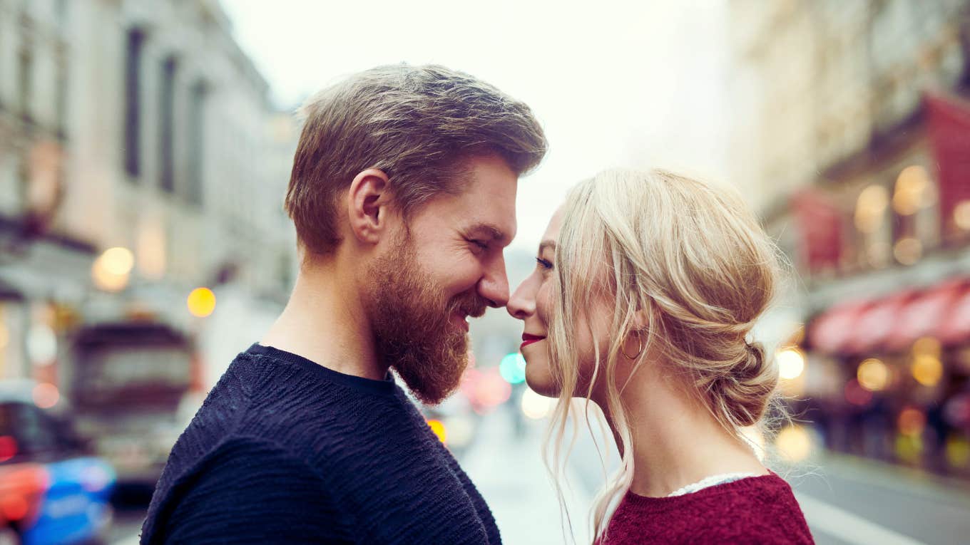 Couple staring passionately at each other 