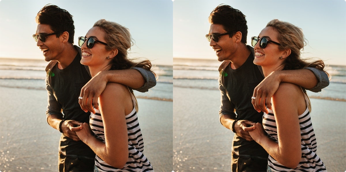 man and woman hugging and walking on beach