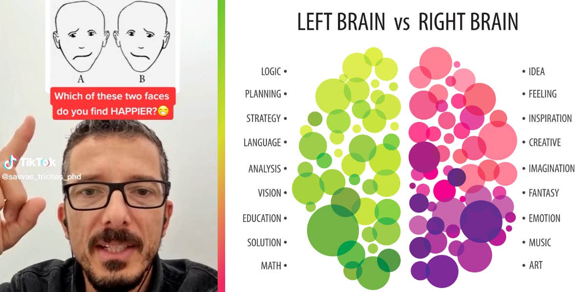 man sharing right vs left brain test